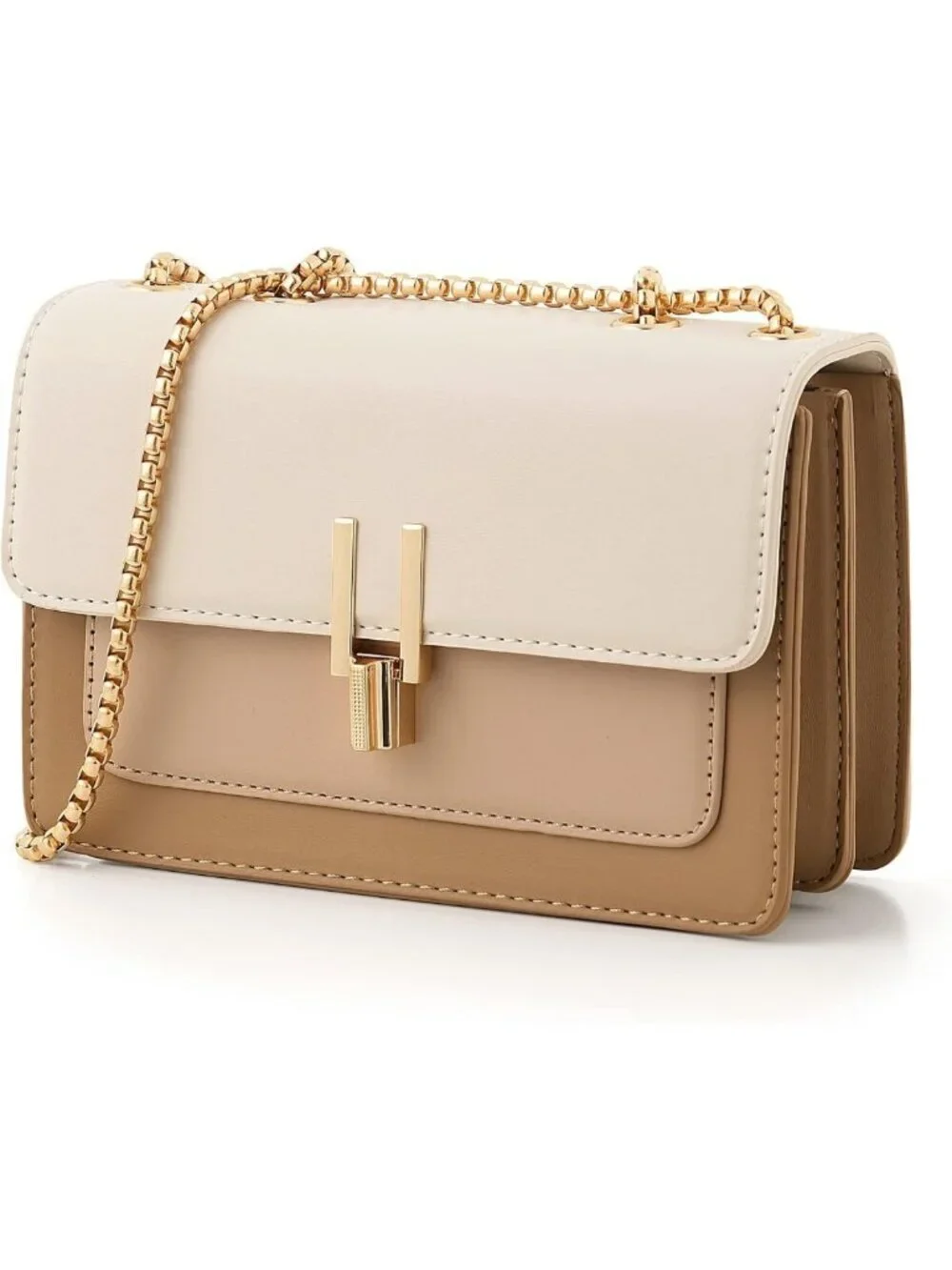 Chic Color-Block Leather Crossbody Bag for Women | Stylish Medium Shoulder Purse